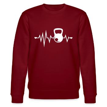 Kettlebell Love No. 4 - Stanley/Stella Unisex Bio-Sweatshirt CHANGER  - Burgunderrot - Vorne - Nik (191cm) & Marisol (170cm)
