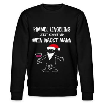 Pimmel lingeling, jetzt kommt der Wein nackt Mann - Stanley/Stella Unisex Bio-Sweatshirt CHANGER  - Schwarz - Vorne - Nik (191cm) & Marisol (170cm)