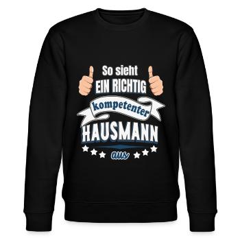 Kompetenter Hausmann Geschenk - Stanley/Stella Unisex Bio-Sweatshirt CHANGER  - Schwarz - Vorne - Nik (191cm) & Marisol (170cm)