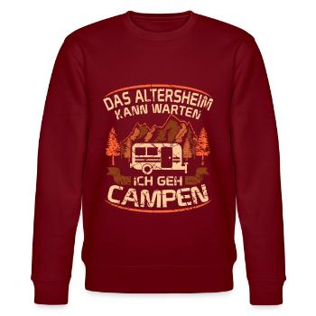 Camping Opa Wohnwagen Womo Geschenk - Stanley/Stella Unisex Bio-Sweatshirt CHANGER  - Burgunderrot - Vorne - Nik (191cm) & Marisol (170cm)