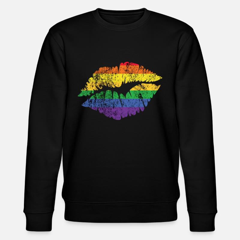 LGBT Rainbow Lips - Stanley/Stella CHANGER Unisex Organic Sweatshirt - black