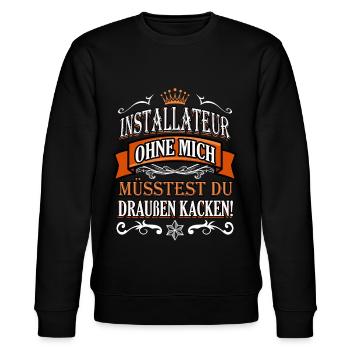 Lustiger Spruch Klempner Installateur Geschenke - Stanley/Stella Unisex Bio-Sweatshirt CHANGER  - Schwarz - Vorne - Nik (191cm) & Marisol (170cm)