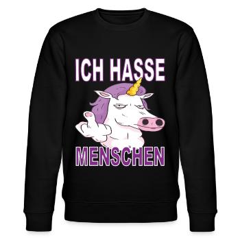 Ich hasse Menschen - Stanley/Stella Unisex Bio-Sweatshirt CHANGER  - Schwarz - Vorne - Nik (191cm) & Marisol (170cm)