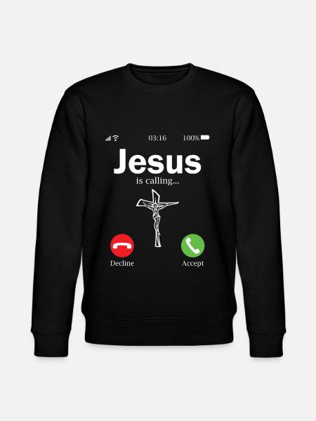 Jesus Phone Christian Call Religion Fun Gift - Stanley/Stella CHANGER Unisex Organic Sweatshirt - black