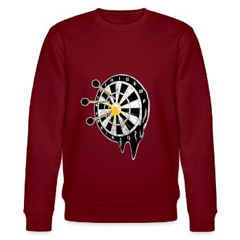 Dartpfeil Dartboard Onehundredeighty Bullseye - Stanley/Stella Unisex Bio-Sweatshirt CHANGER  - Burgunderrot - Vorne - Nik (191cm) & Marisol (170cm)