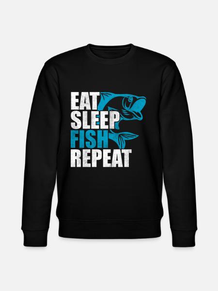 Eat sleep fish repetition - Stanley/Stella CHANGER Unisex Organic Sweatshirt - black