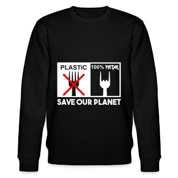 Plastic 100% Heavy Metal Save the Planet Festival - Stanley/Stella CHANGER Unisex Organic Sweatshirt - black - Front - Nik (191cm) & Marisol (170cm)