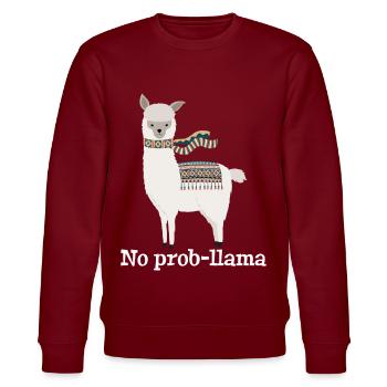 No Prob Llama - Stanley/Stella CHANGER Unisex Organic Sweatshirt - burgundy - Front - Nik (191cm) & Marisol (170cm)