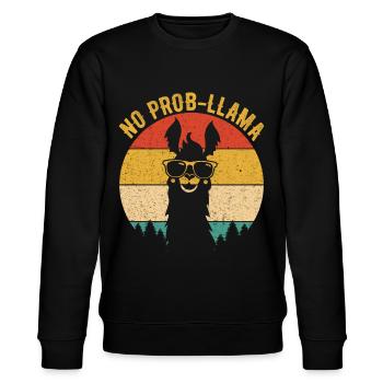 NO PROB-LLAMA Shirts Vintage Llama Alpaca - Stanley/Stella CHANGER Unisex Organic Sweatshirt - black - Front - Nik (191cm) & Marisol (170cm)