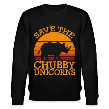 Funny Save the Chubby Unicorns Fat Rhino Vintage - Stanley/Stella CHANGER Unisex Organic Sweatshirt - black - Front - Nik (191cm) & Marisol (170cm)