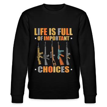Schießen Sportschießen Sportschütze - Stanley/Stella Unisex Bio-Sweatshirt CHANGER  - Schwarz - Vorne - Nik (191cm) & Marisol (170cm)