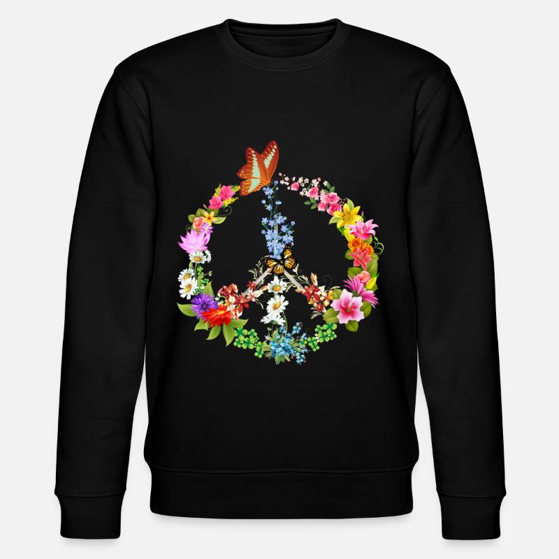 Peacezeichen Schmetterling - Stanley/Stella Unisex Bio-Sweatshirt CHANGER  - Schwarz