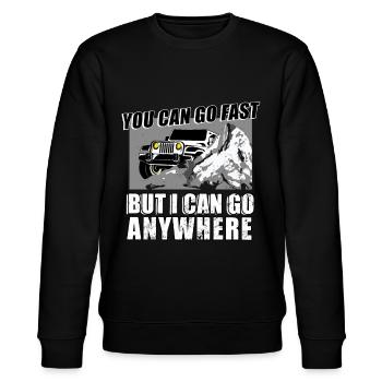 funny jeep driver - Stanley/Stella CHANGER Unisex Organic Sweatshirt - black - Front - Nik (191cm) & Marisol (170cm)