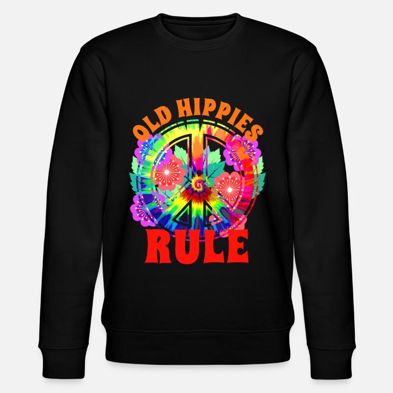 Peacezeichen Hippie Blumen - Stanley/Stella Unisex Bio-Sweatshirt CHANGER  - Schwarz