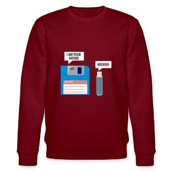 Floppy disk and USB - Stanley/Stella CHANGER Unisex Organic Sweatshirt - burgundy - Front - Nik (191cm) & Marisol (170cm)