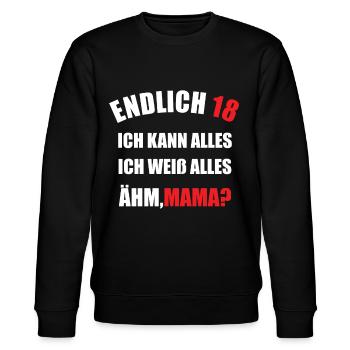 Endlich 18 - Stanley/Stella Unisex Bio-Sweatshirt CHANGER  - Schwarz - Vorne - Nik (191cm) & Marisol (170cm)