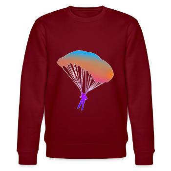 Fallschirmspringer Gleitschirm Fallschirm Geschenk - Stanley/Stella Unisex Bio-Sweatshirt CHANGER  - Burgunderrot - Vorne - Nik (191cm) & Marisol (170cm)