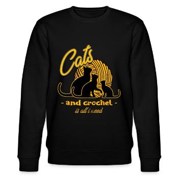 Crochet, chat au crochet - Sweat bio CHANGER Stanley/Stella Unisexe - noir - Devant - Nik (191cm) & Marisol (170cm)