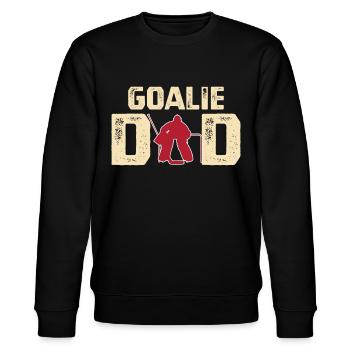 Eishockeyspieler Torhüter Papa Vatertag Trikot - Stanley/Stella Unisex Bio-Sweatshirt CHANGER  - Schwarz - Vorne - Nik (191cm) & Marisol (170cm)