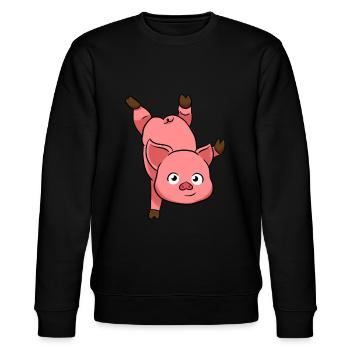 Pig Handstand - Stanley/Stella Unisex Bio-Sweatshirt CHANGER  - Schwarz - Vorne - Nik (191cm) & Marisol (170cm)