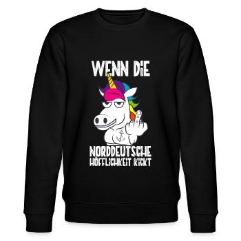 Norddeutscher Spruch Lustiges Norden Geschenk - Stanley/Stella Unisex Bio-Sweatshirt CHANGER  - Schwarz - Vorne - Nik (191cm) & Marisol (170cm)