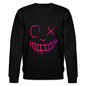 Rave Face Rawstyle Uptempo Tekno - Stanley/Stella Unisex Bio-Sweatshirt CHANGER  - Schwarz - Vorne - Nik (191cm) & Marisol (170cm)