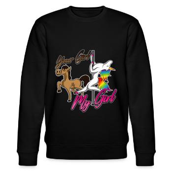 Pole dance unicorn pole dance gift - Stanley/Stella CHANGER Unisex Organic Sweatshirt - black - Front - Nik (191cm) & Marisol (170cm)