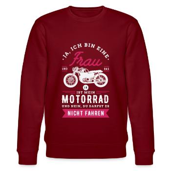 Motorrad Motorräder Bikerin Geschenkidee - Stanley/Stella Unisex Bio-Sweatshirt CHANGER  - Burgunderrot - Vorne - Nik (191cm) & Marisol (170cm)