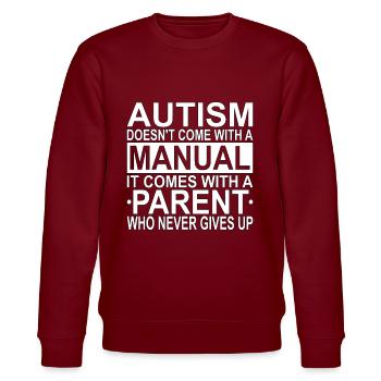 Autist, Autismus - Stanley/Stella Unisex Bio-Sweatshirt CHANGER  - Burgunderrot - Vorne - Nik (191cm) & Marisol (170cm)