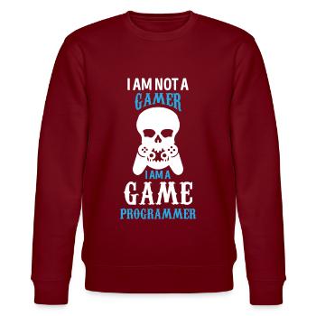 Programmer - I am a game Programmer - Stanley/Stella Unisex Bio-Sweatshirt CHANGER  - Burgunderrot - Vorne - Nik (191cm) & Marisol (170cm)