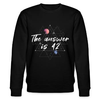 the answer is 42 - Stanley/Stella Unisex Bio-Sweatshirt CHANGER  - Schwarz - Vorne - Nik (191cm) & Marisol (170cm)