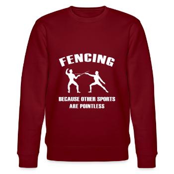 Fechten lustiges Zaun-Sportgeschenk für Fechter - Stanley/Stella Unisex Bio-Sweatshirt CHANGER  - Burgunderrot - Vorne - Nik (191cm) & Marisol (170cm)