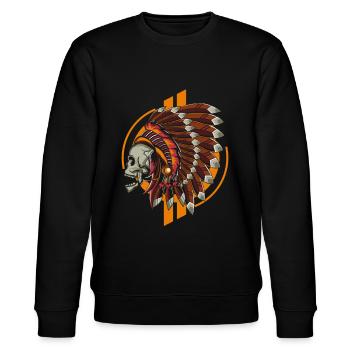 Indianer Amerikanische Ureinwohner Apache Geschenk - Stanley/Stella Unisex Bio-Sweatshirt CHANGER  - Schwarz - Vorne - Nik (191cm) & Marisol (170cm)