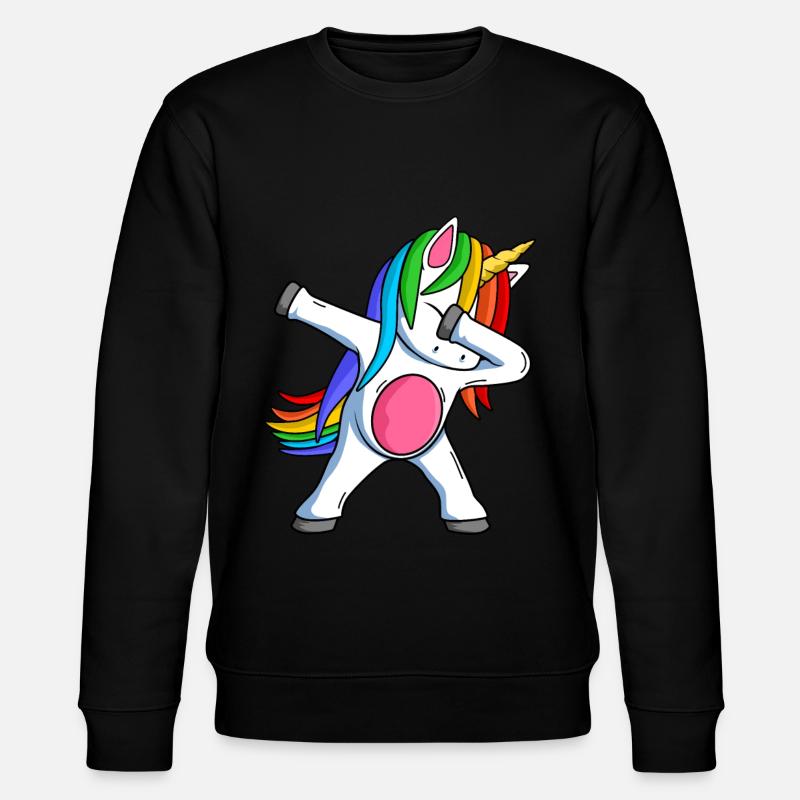 Dab Einhorn Regenbogen Dabbing Unicorn Lustiges Sp - Stanley/Stella Unisex Bio-Sweatshirt CHANGER - Schwarz