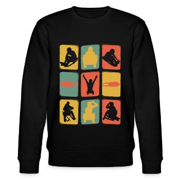Rodeln Schlitten Retro Vintage - Stanley/Stella Unisex Bio-Sweatshirt CHANGER  - Schwarz - Vorne - Nik (191cm) & Marisol (170cm)