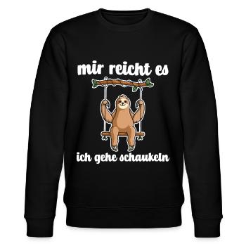 tshirt mir reichts ich geh schaukeln Faultier - Stanley/Stella Unisex Bio-Sweatshirt CHANGER  - Schwarz - Vorne - Nik (191cm) & Marisol (170cm)