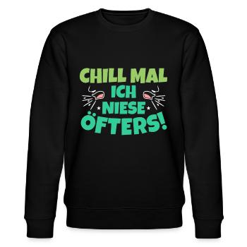 Chill Mal Niesen Lustiges Corona Pandemie - Stanley/Stella Unisex Bio-Sweatshirt CHANGER  - Schwarz - Vorne - Nik (191cm) & Marisol (170cm)