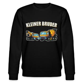 Kranwagen Mischwagen kleiner Bruder Baustelle Kind - Stanley/Stella Unisex Bio-Sweatshirt CHANGER  - Schwarz - Vorne - Nik (191cm) & Marisol (170cm)