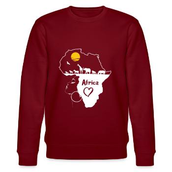 Africa - Stanley/Stella CHANGER Unisex Organic Sweatshirt - burgundy - Front - Nik (191cm) & Marisol (170cm)