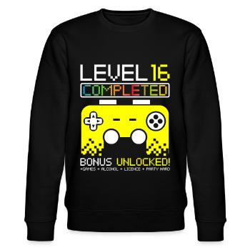 Gamer 16ter Geburtstag Gaming Geschenk T-Shirt - Stanley/Stella Unisex Bio-Sweatshirt CHANGER  - Schwarz - Vorne - Nik (191cm) & Marisol (170cm)