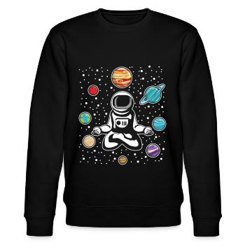 Meditation Yoga DMT Space Travel - Stanley/Stella Unisex Bio-Sweatshirt CHANGER  - Schwarz - Vorne - Nik (191cm) & Marisol (170cm)