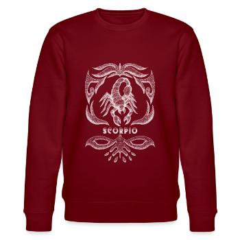 Tierkreiszeichen Skorpion Sternzeichen Zodikac - Stanley/Stella Unisex Bio-Sweatshirt CHANGER  - Burgunderrot - Vorne - Nik (191cm) & Marisol (170cm)