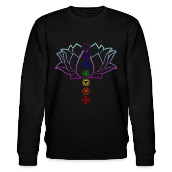 Flower of Life 7 Chakren - Stanley/Stella Unisex Bio-Sweatshirt CHANGER  - Schwarz - Vorne - Nik (191cm) & Marisol (170cm)