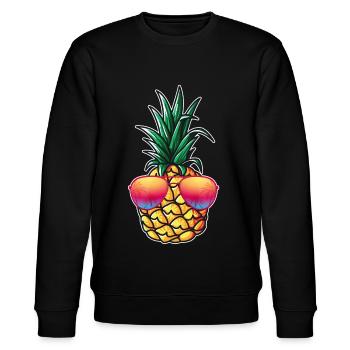 mit Ananas Damen Kostüm Karneval Strand Party - Stanley/Stella Unisex Bio-Sweatshirt CHANGER  - Schwarz - Vorne - Nik (191cm) & Marisol (170cm)