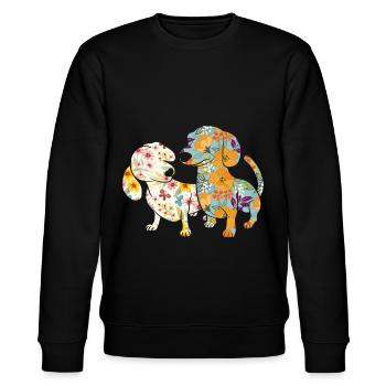 Cadeau teckel vintage - Sweat bio CHANGER Stanley/Stella Unisexe - noir - Devant - Nik (191cm) & Marisol (170cm)