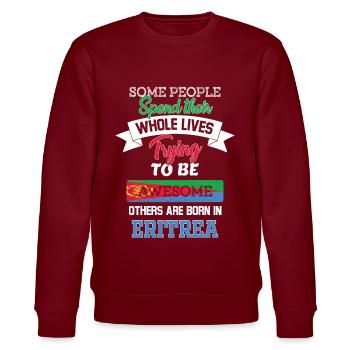 Geboren in eritrea - Stanley/Stella Unisex Bio-Sweatshirt CHANGER  - Burgunderrot - Vorne - Nik (191cm) & Marisol (170cm)