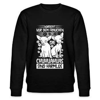 Chihuahua Mama Frauchen - Stanley/Stella Unisex Bio-Sweatshirt CHANGER  - Schwarz - Vorne - Nik (191cm) & Marisol (170cm)
