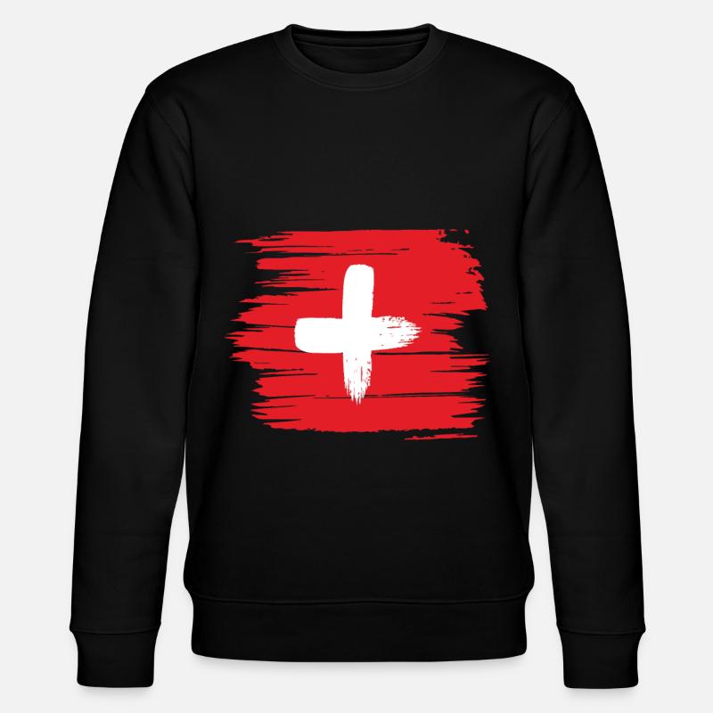 Schweiz Flagge - Stanley/Stella Unisex Bio-Sweatshirt CHANGER  - Schwarz