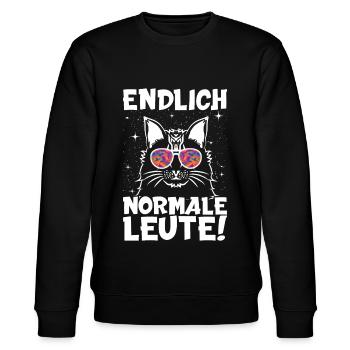 Normale Leute Acid Rave Cat - Stanley/Stella Unisex Bio-Sweatshirt CHANGER  - Schwarz - Vorne - Nik (191cm) & Marisol (170cm)