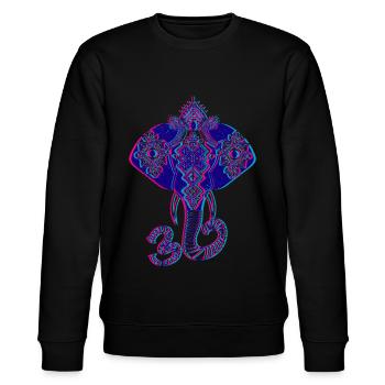 Om Acid Goa Party Rave Tshirt - Stanley/Stella Unisex Bio-Sweatshirt CHANGER  - Schwarz - Vorne - Nik (191cm) & Marisol (170cm)